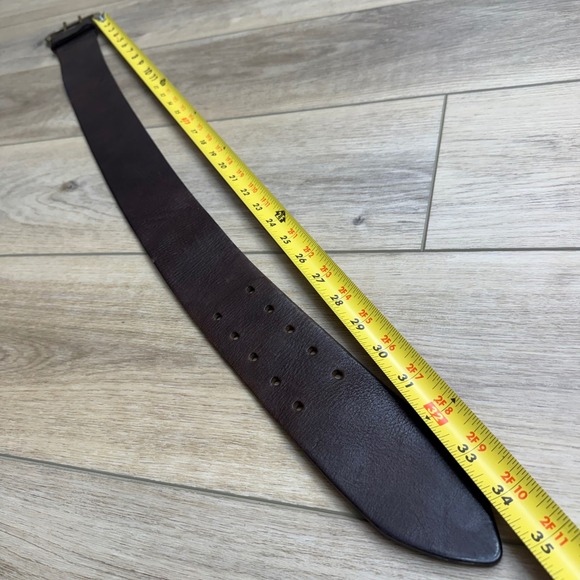 Vintage Ralph Lauren Brown Leather Wide Belt Brass Buckle Stamp RL 94 Old Money - Picture 8 of 13